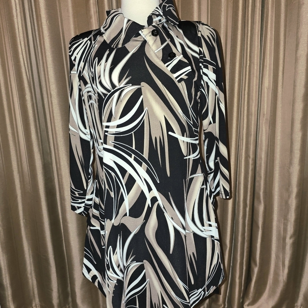 R&B Collection Tam and Black Tunic Top Size L